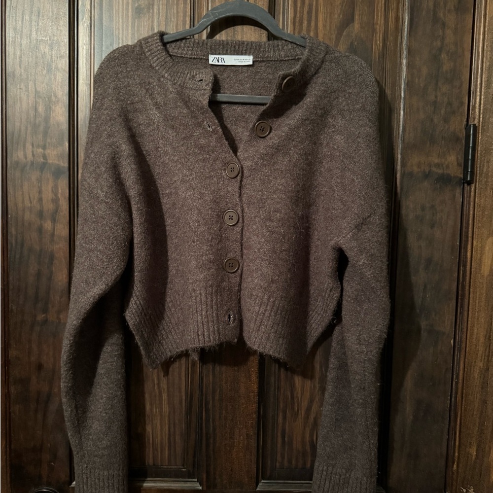 Zara Women's Brown Cardigan Sweater